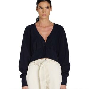 Les Tien Diana Black Crop Cardigan Size S
